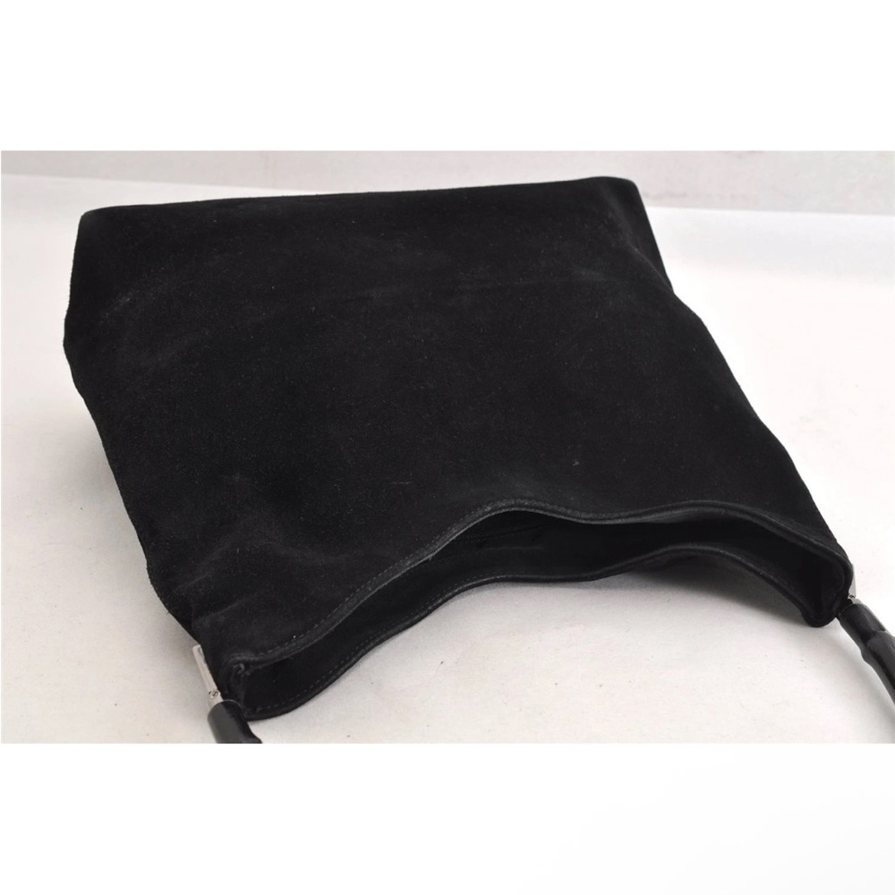 Gucci Black Suede Bamboo Handbag EUC - Picture 6 of 10